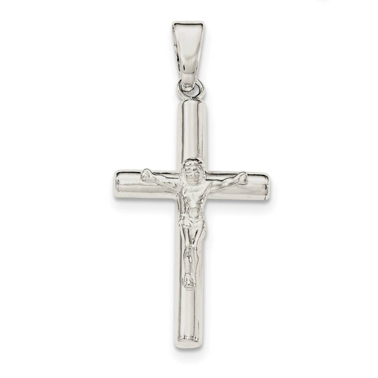 Hollow Crucifix Cross Pendant Sterling Silver Polished QC8280