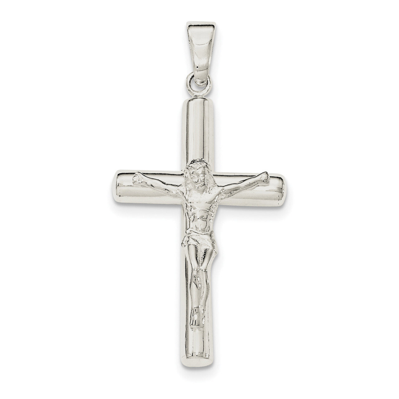 Hollow Crucifix Cross Pendant Sterling Silver Polished QC8281