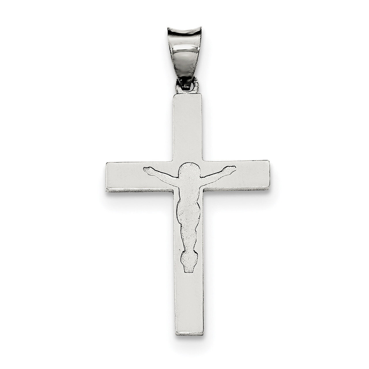 Textured Brushed and Polished Latin Cross Pendant Sterling Silver QC8285