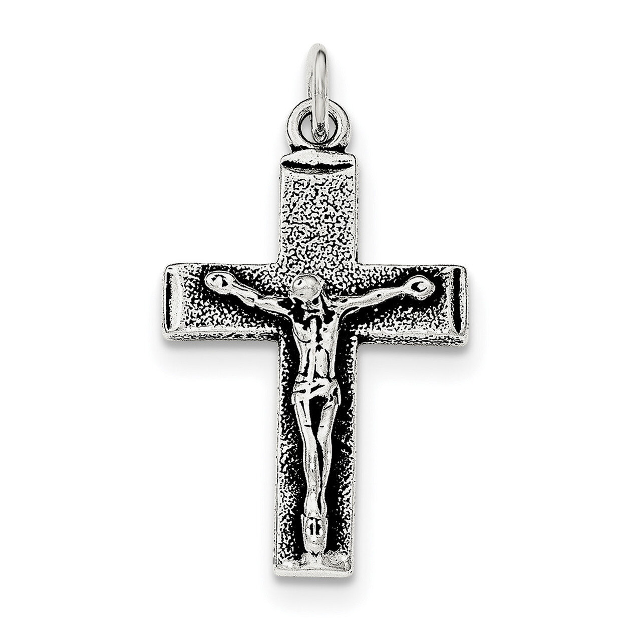 Squared Cross Crucifix Pendant Sterling Silver Antiqued QC8288