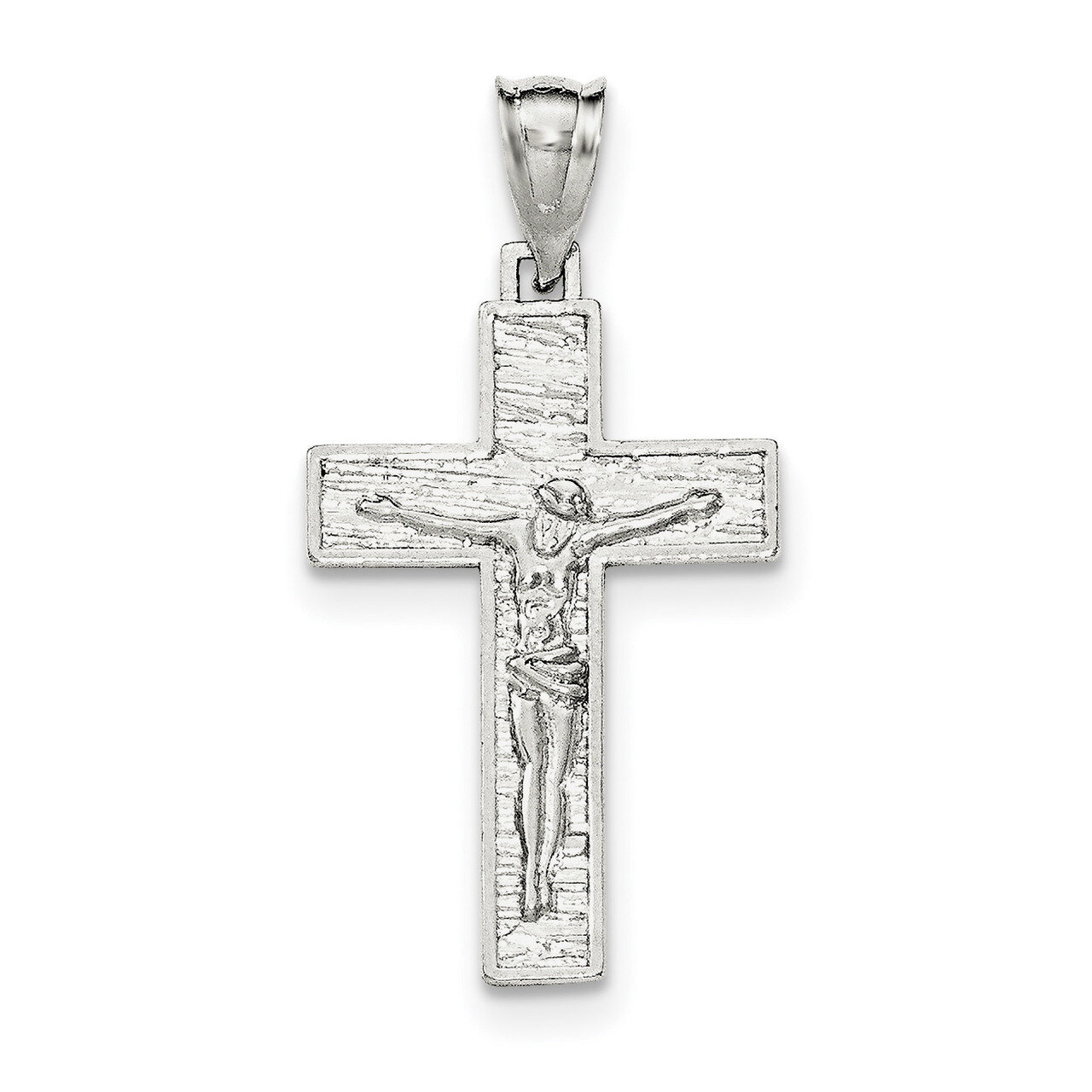 Textured Crucifix Pendant Sterling Silver Polished QC8292, MPN: QC8292, 191101454721