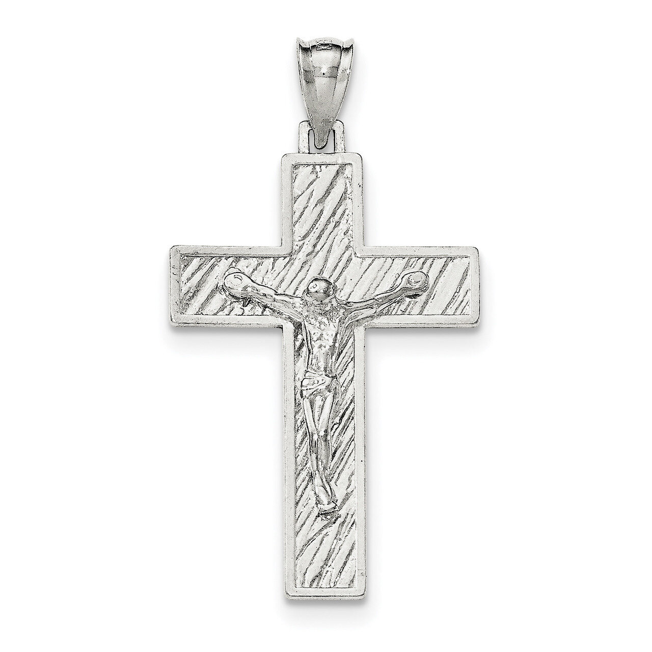 Large Box Cross Crucifix Pendant Sterling Silver Polished QC8294