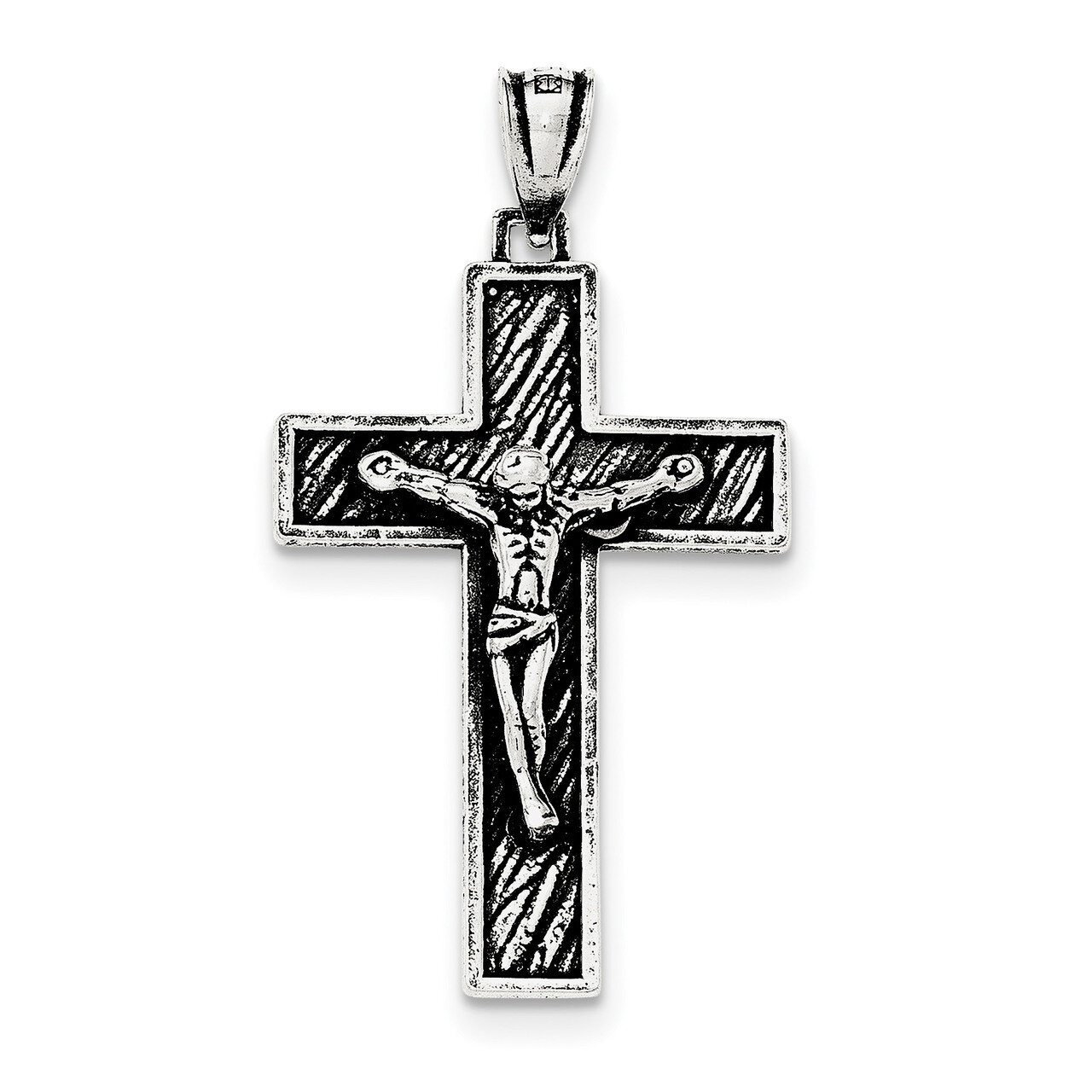 Large Box Cross Crucifix Pendant Sterling Silver Antiqued QC8295, MPN: QC8295, 191101359224