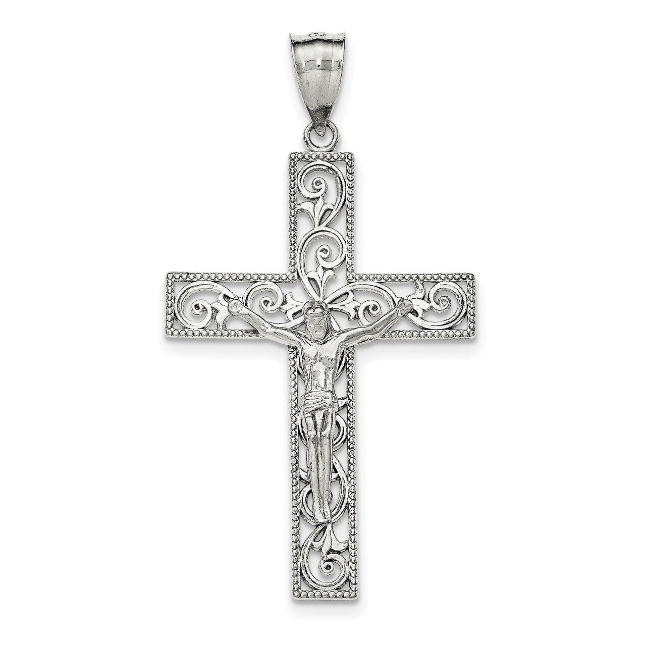 Beaded Filigree INRI Crucifix Pendant Sterling Silver Polished QC8296, MPN: QC8296, 191101360749