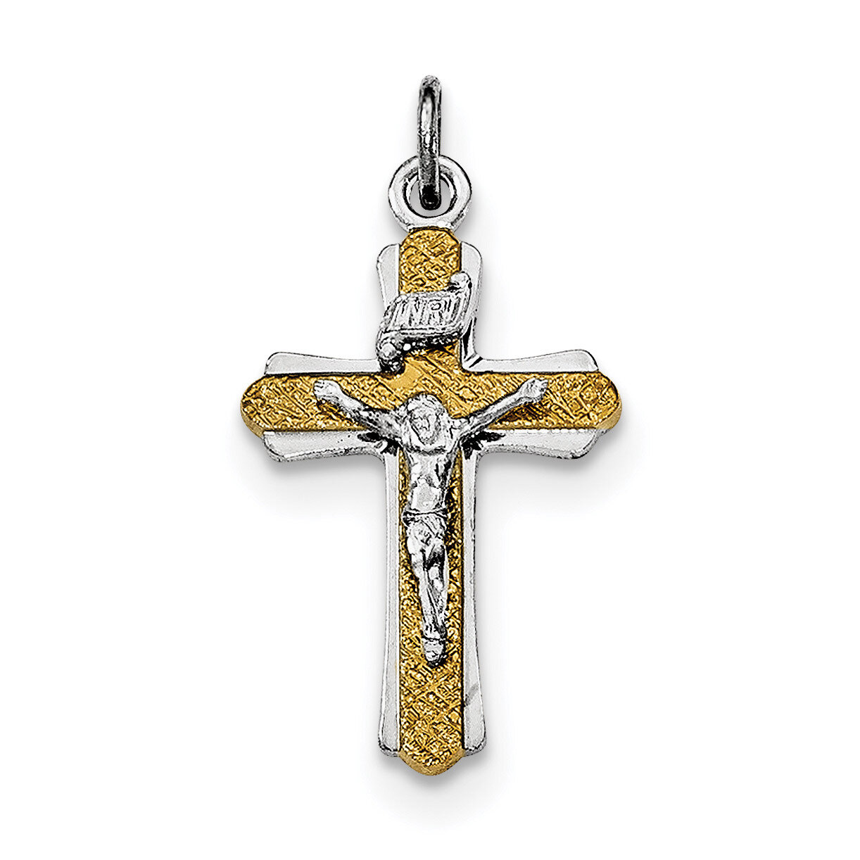 Gold-tone INRI Crucifix Cross Pendant Sterling Silver Rhodium-plated QC8298, MPN: QC8298, 191101361…