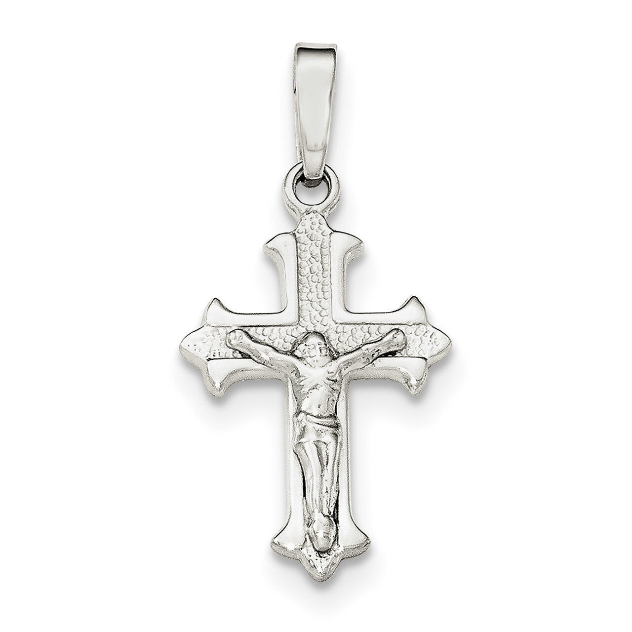 Textured Crucifix Pendant Sterling Silver Polished QC8309, MPN: QC8309, 191101360404