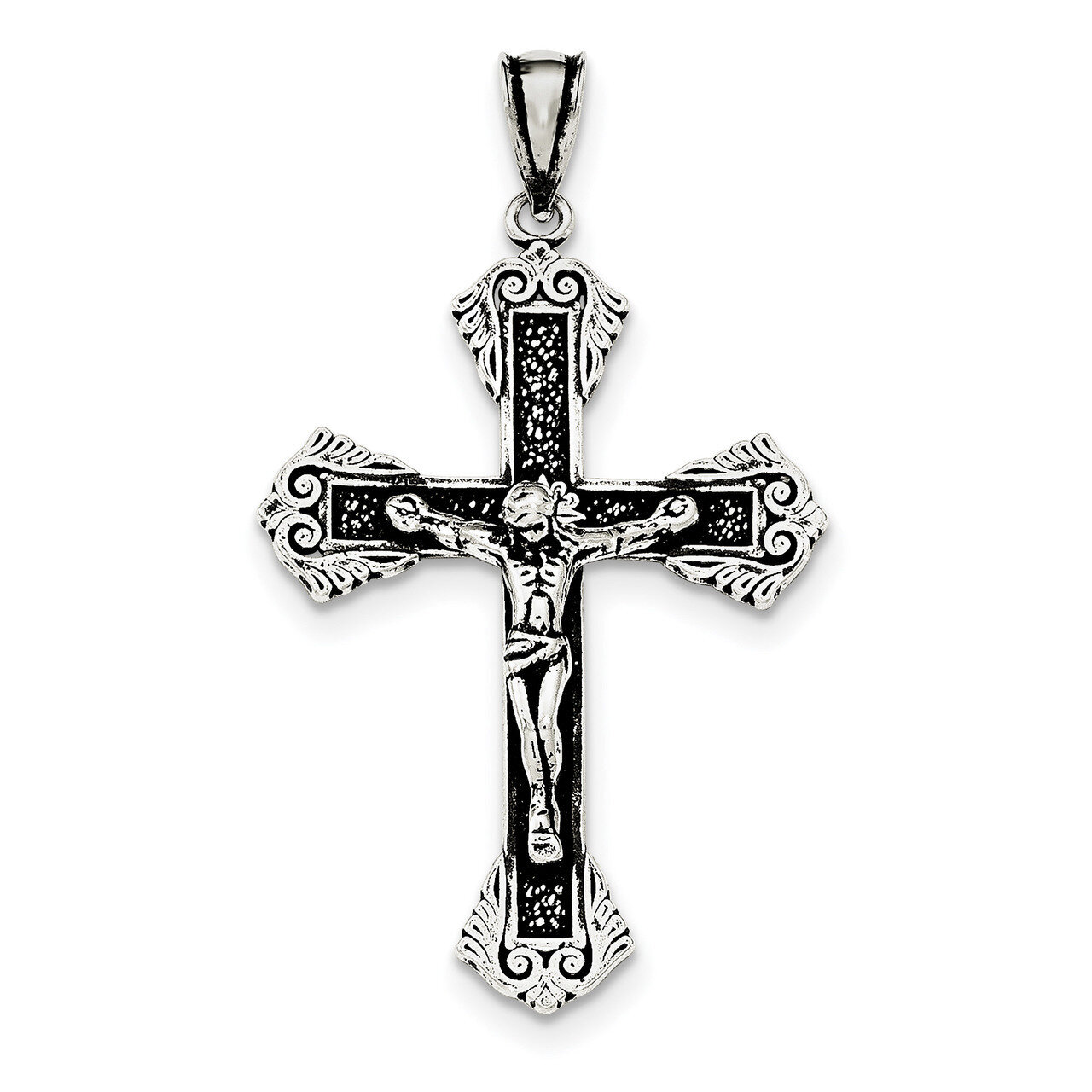 INRI Crucifix Pendant Sterling Silver Antiqued QC8311, MPN: QC8311, 191101360565