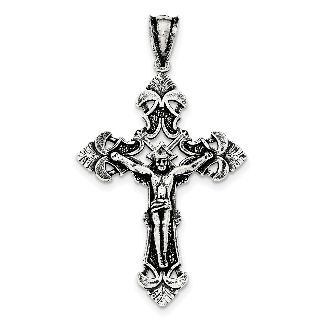 INRI Crucifix Pendant Sterling Silver Antiqued QC8336, MPN: QC8336, 191101359583
