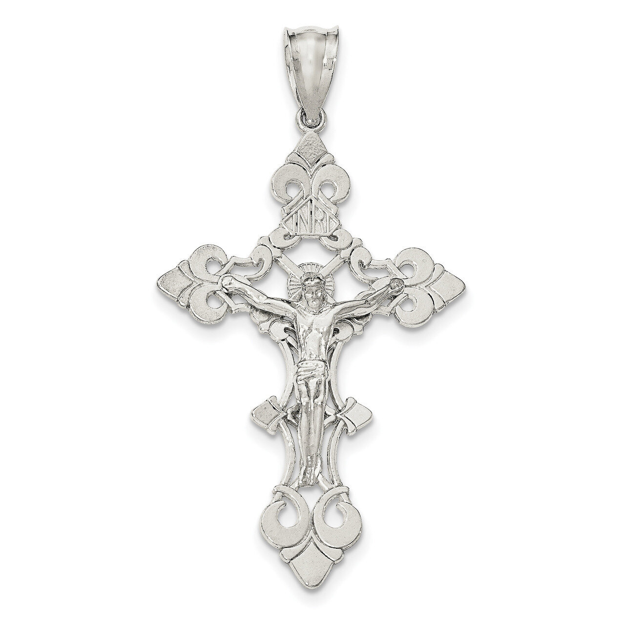 Large INRI Crucifix Pendant Sterling Silver Polished QC8337, MPN: QC8337, 191101458491