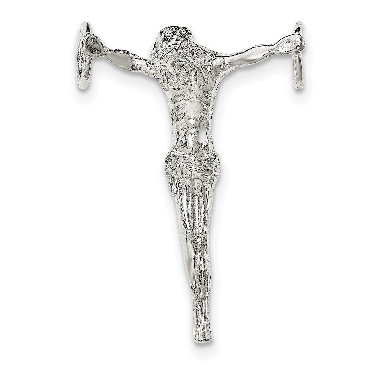 Jesus Cross Chain Slide Pendant Sterling Silver Polished QC8348