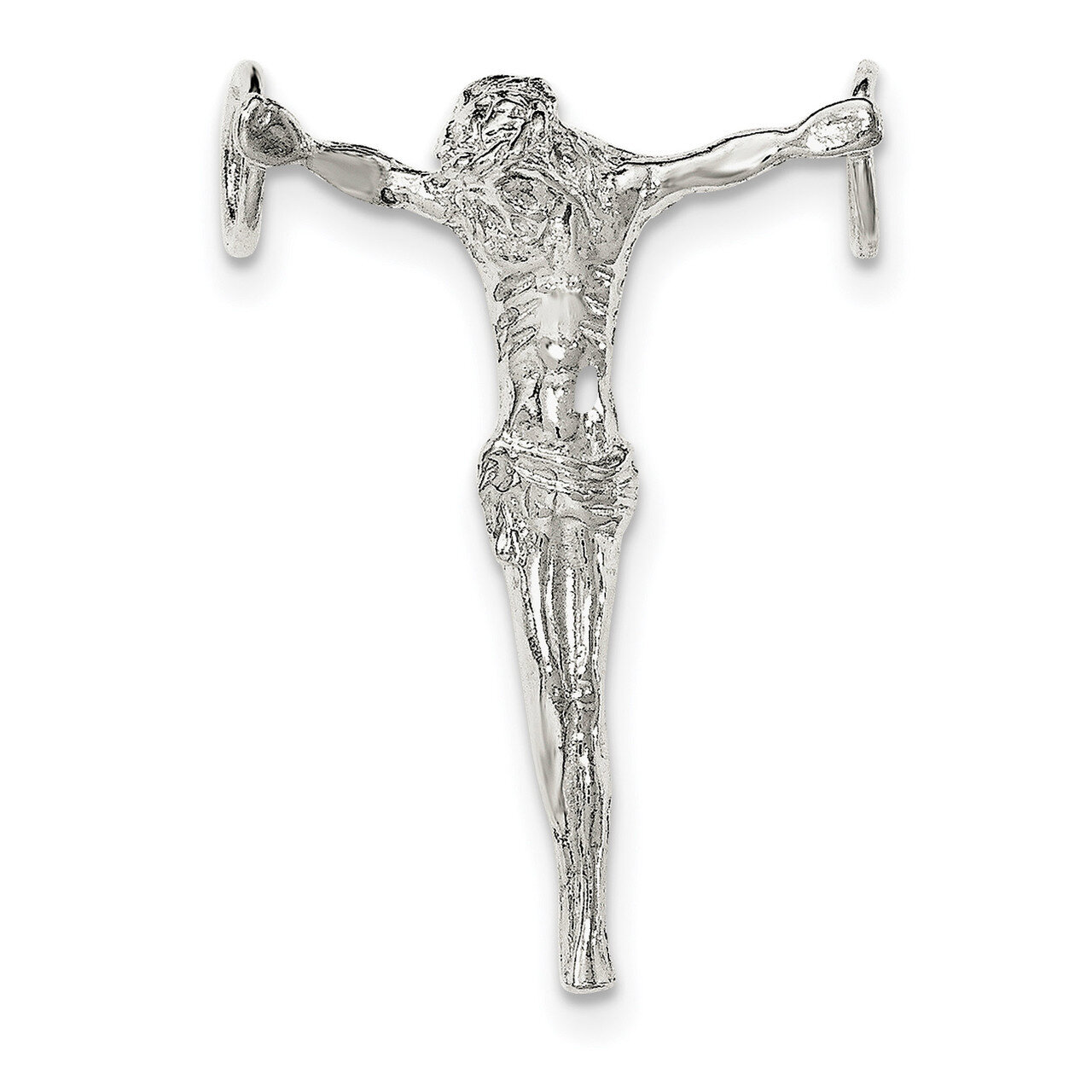 Jesus Cross Chain Slide Pendant Sterling Silver Polished QC8348, MPN: QC8348, 191101361289