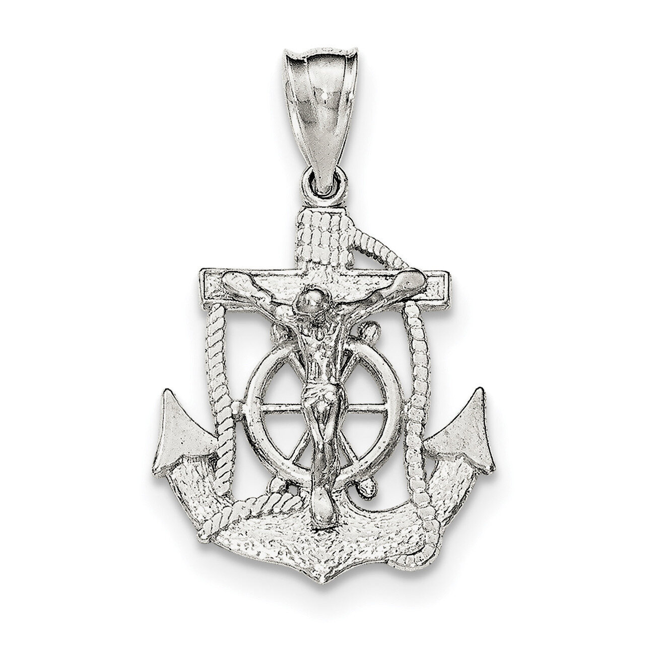Mini Mariner INRI Crucifix Pendant Sterling Silver Polished QC8358, MPN: QC8358, 191101359101