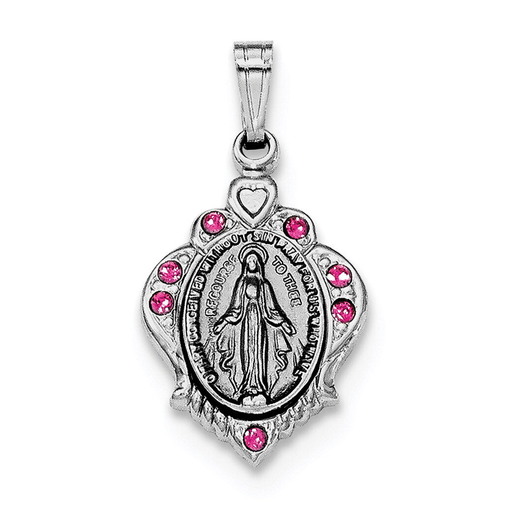 Miraculous Pink CZ Diamond Pendant Sterling Silver Rhodium-plated Polished QC8365, MPN: QC8365, 191…