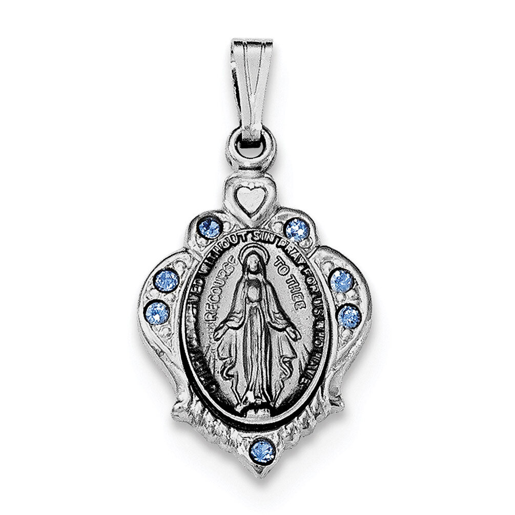 Miraculous Blue CZ Diamond Pendant Sterling Silver Rhodium-plated Polished QC8367, MPN: QC8367, 191…