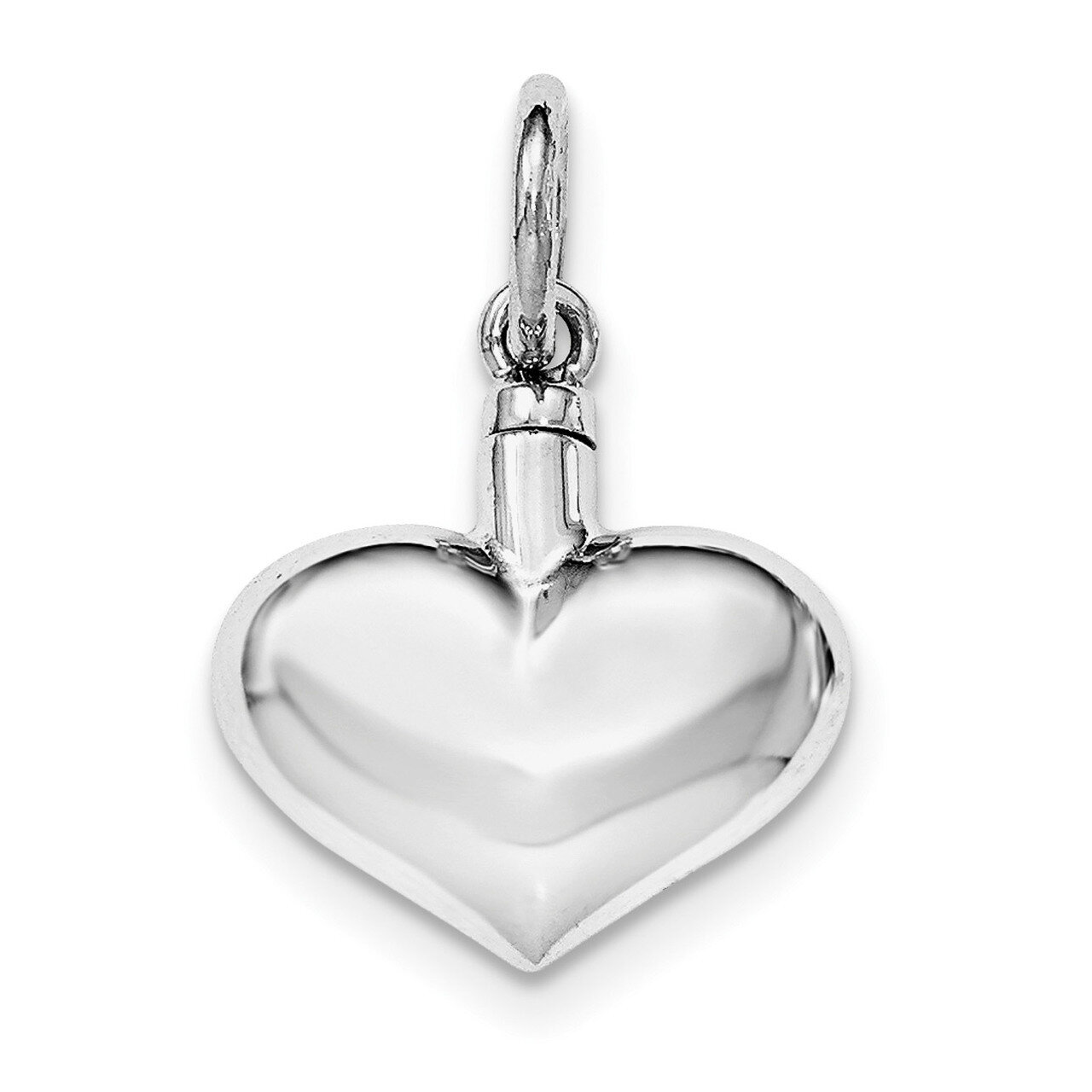 Puffy Heart Ash Holder Pendant Sterling Silver Rhodium-plated Polished QC8400
