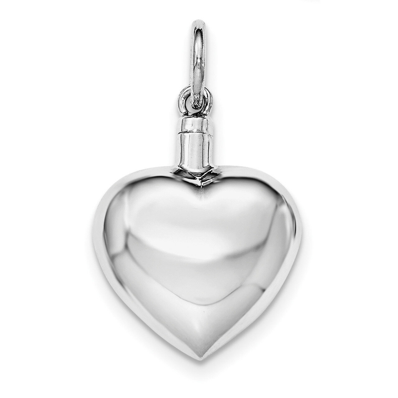 Heart Ash Holder Pendant Sterling Silver Rhodium-plated Polished QC8401