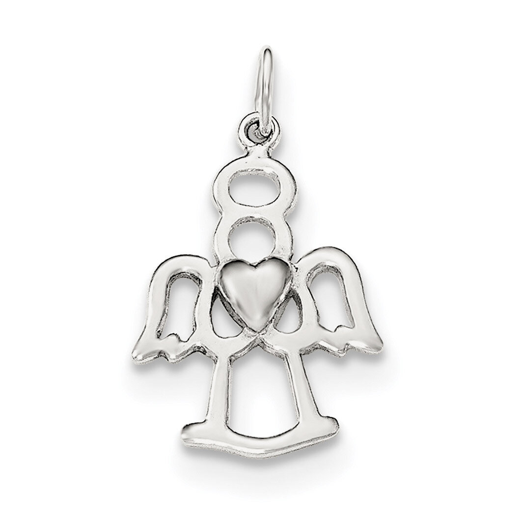Angel with Heart Charm Sterling Silver Polished QC8426