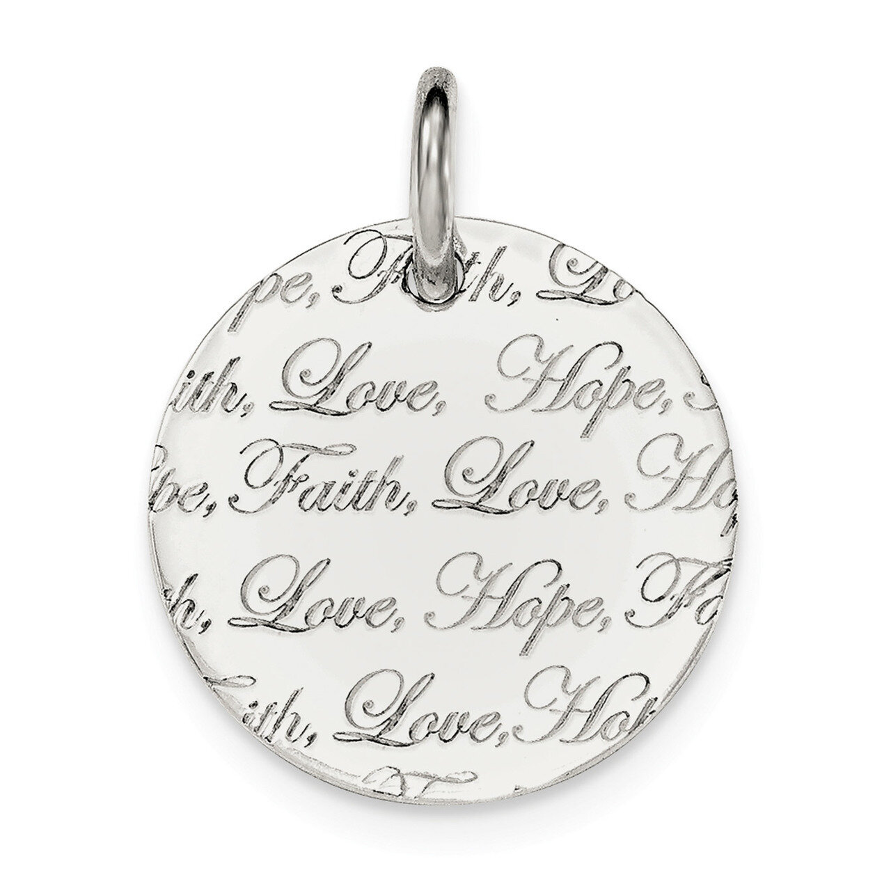 Love Hope Faith' Engraved Pendant Sterling Silver Polished QC8448