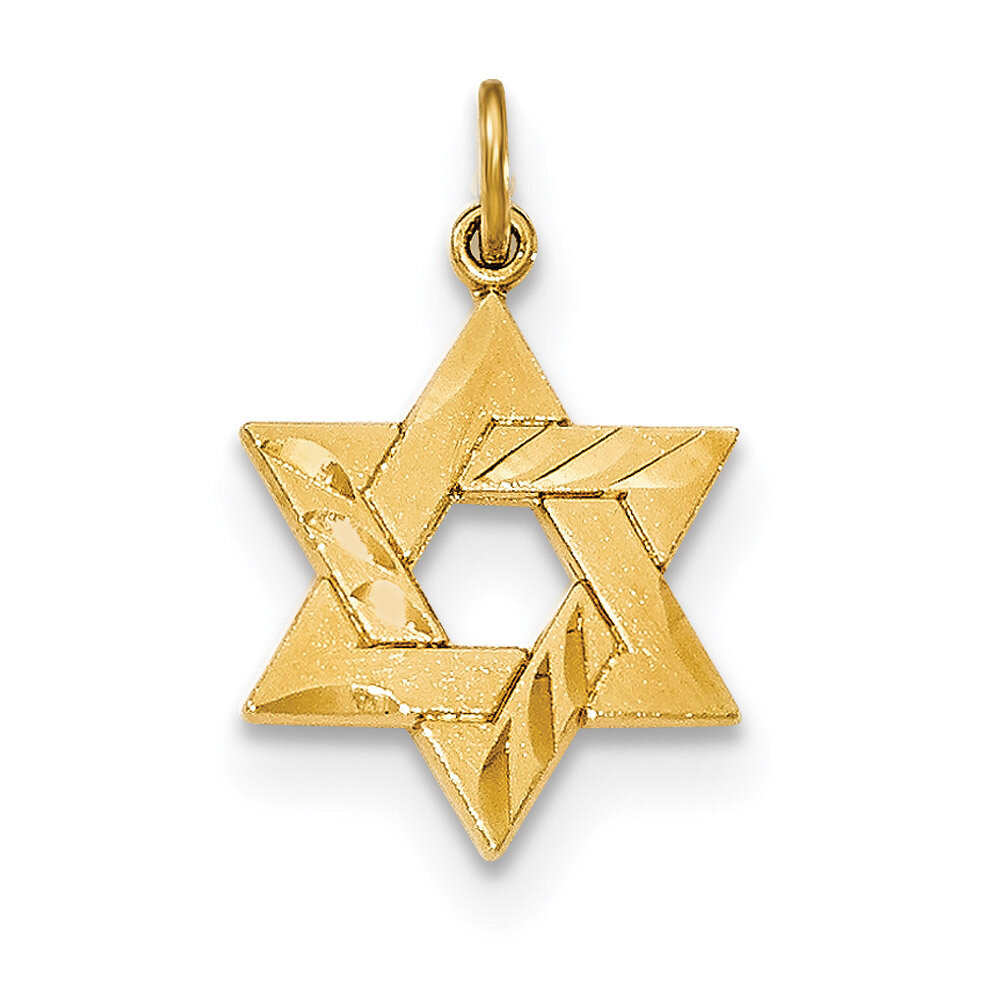 Engraved Jewish Star Pendant Sterling Silver Gold-tone QC8456