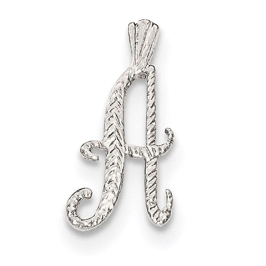 Letter A Chain Slide Sterling Silver Polished Textured QC8459A