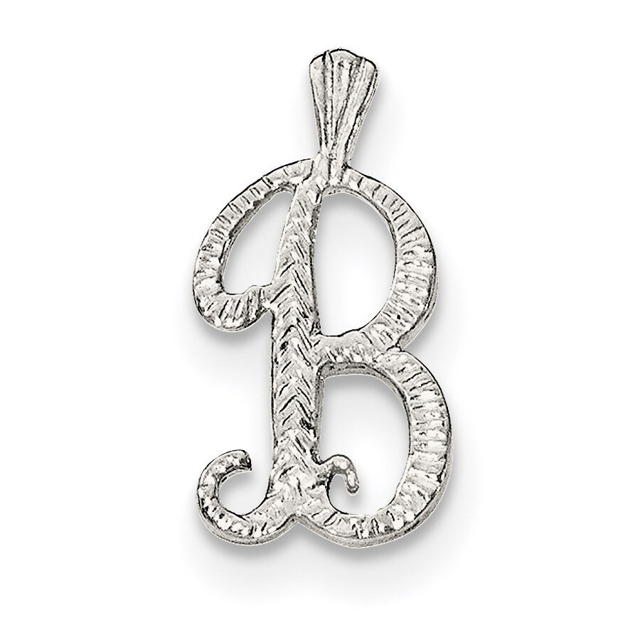 Letter B Chain Slide Sterling Silver Polished Textured QC8459B, MPN: QC8459B, 191101367670