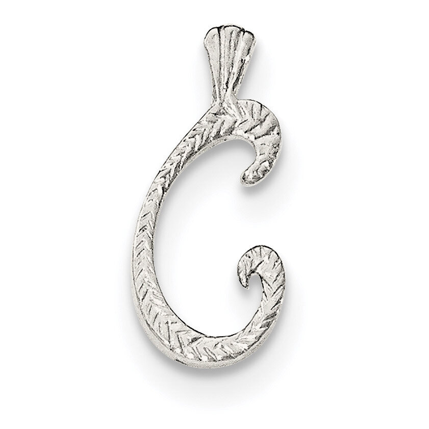 Letter C Chain Slide Sterling Silver Polished Textured QC8459C, MPN: QC8459C, 191101359606