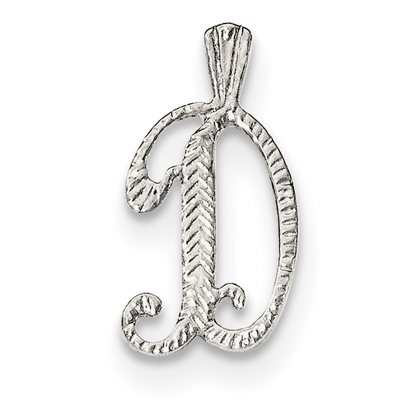 Letter D Chain Slide Sterling Silver Polished Textured QC8459D, MPN: QC8459D, 191101363269