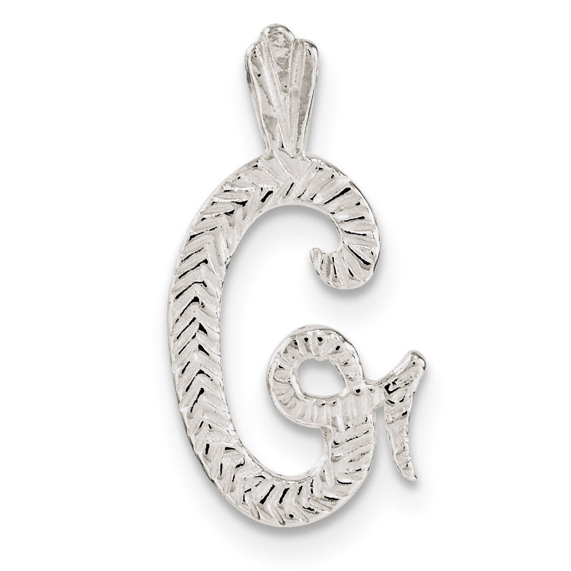 Letter G Chain Slide Sterling Silver Polished Textured QC8459G, MPN: QC8459G, 191101364525