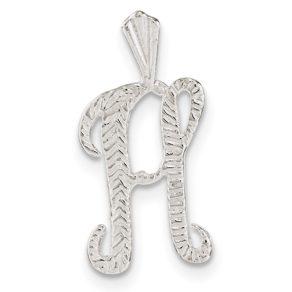 Letter H Chain Slide Sterling Silver Polished Textured QC8459H, MPN: QC8459H, 191101366857