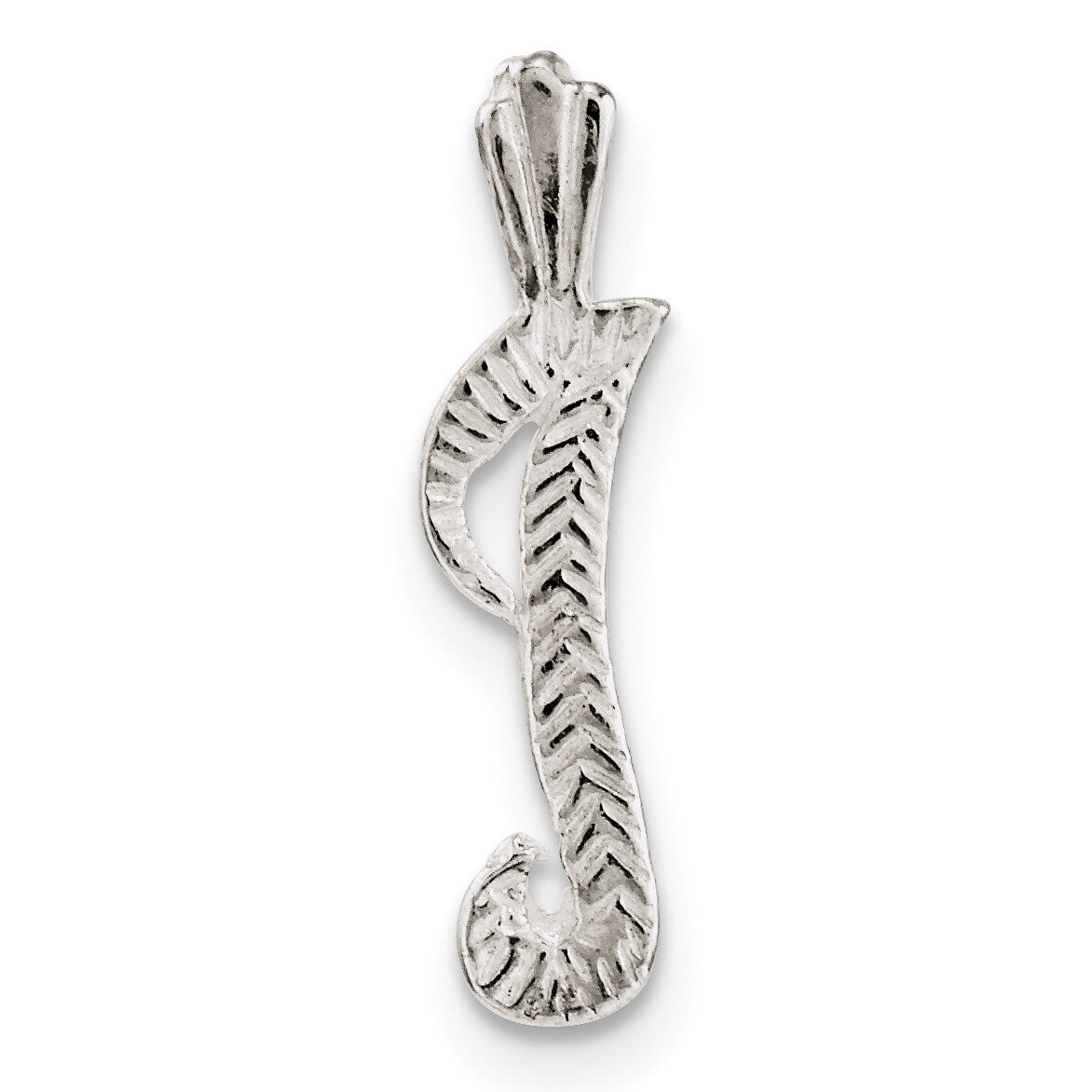 Letter I Chain Slide Sterling Silver Polished Textured QC8459I, MPN: QC8459I, 191101367687