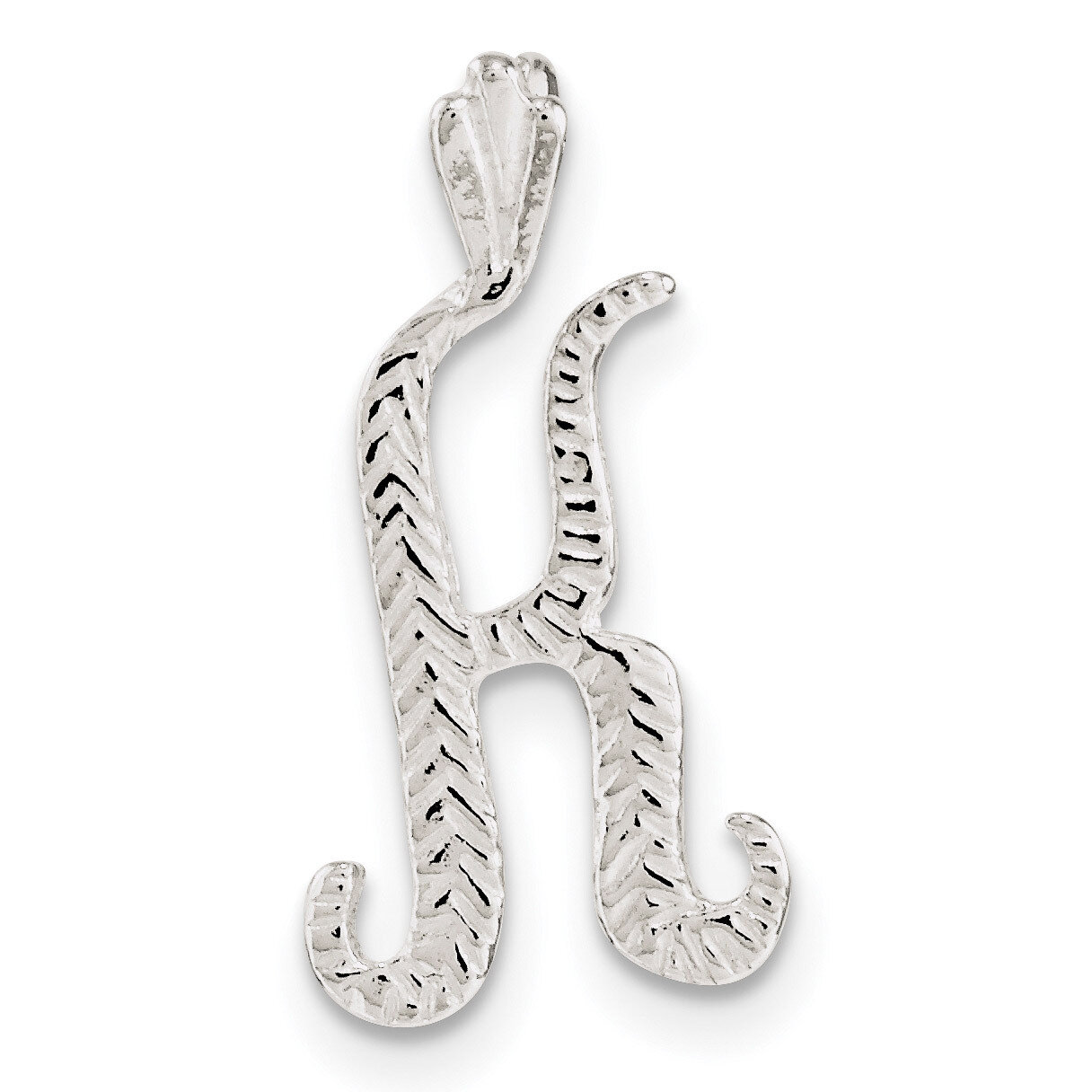 Letter K Chain Slide Sterling Silver Polished Textured QC8459K, MPN: QC8459K, 191101366079