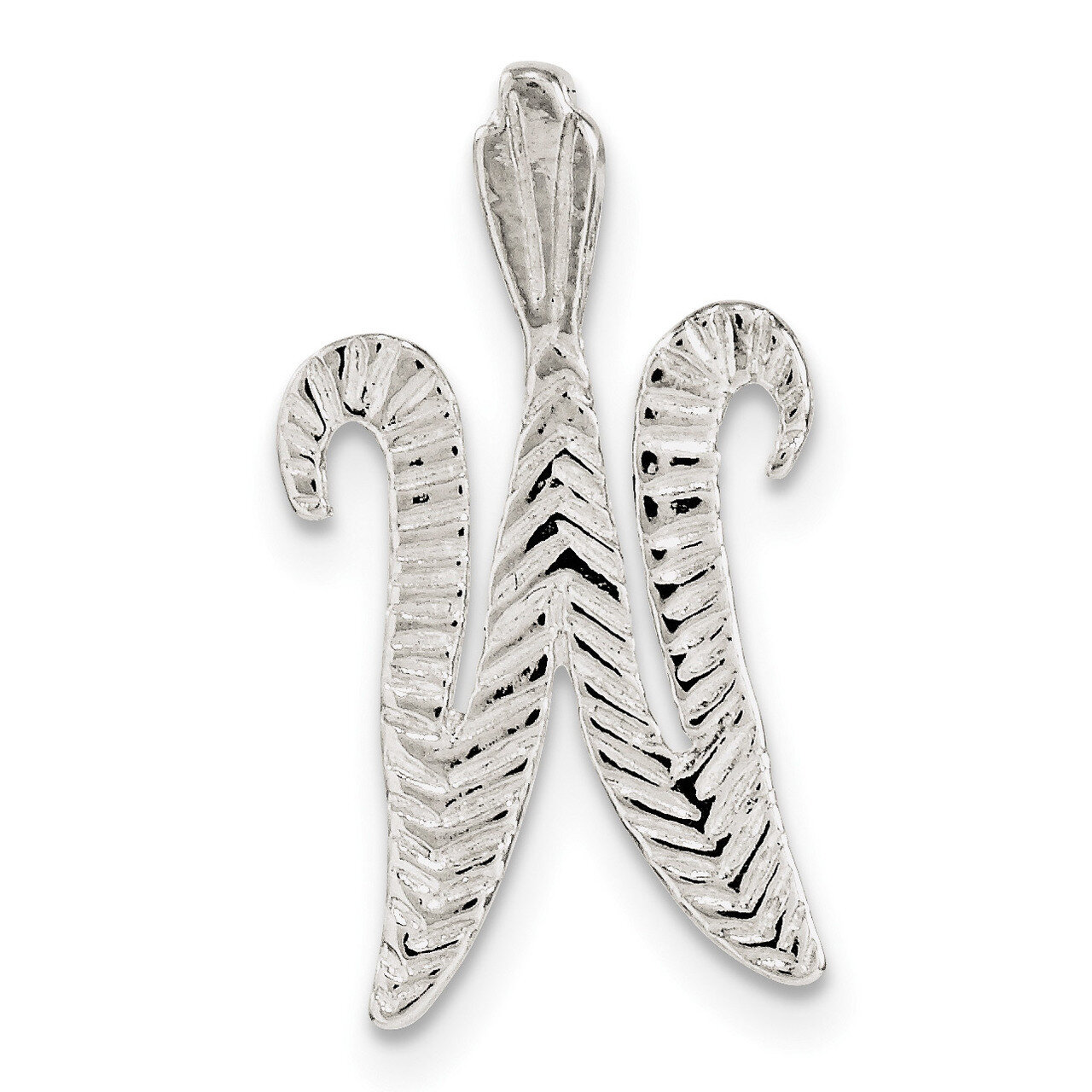 Letter W Chain Slide Sterling Silver Polished Textured QC8459W, MPN: QC8459W, 191101364556
