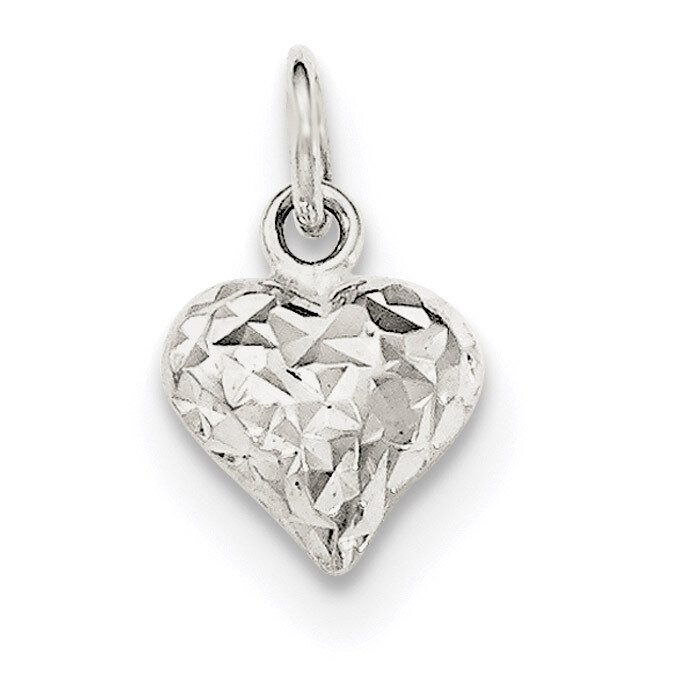 Diamond-cut Puff Heart Charm Sterling Silver Polished QC8467