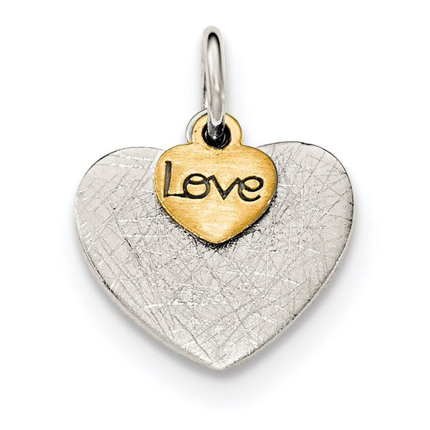 Textured Love Charm Pendant Sterling Silver Gold-plated QC8469, MPN: QC8469, 191101457425