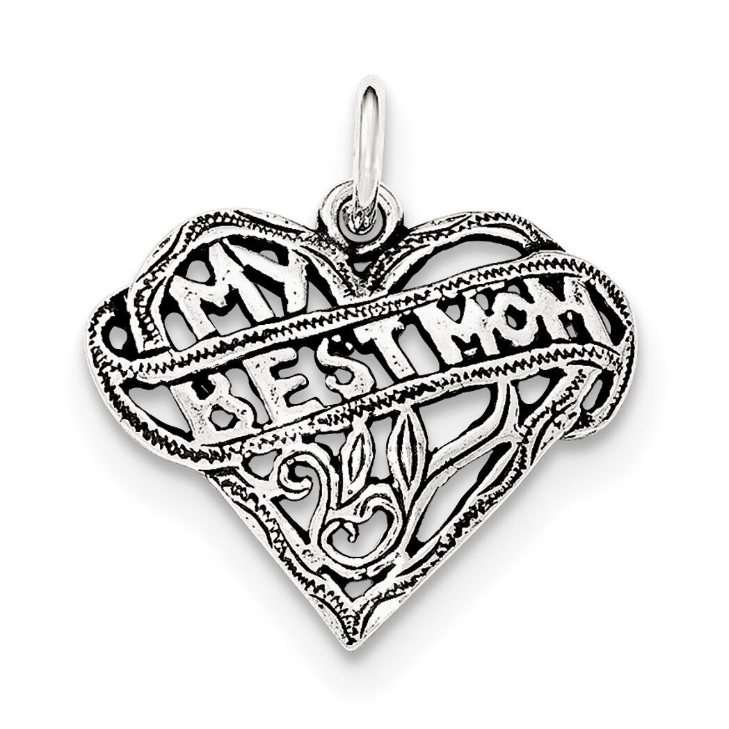 Best Mom Heart Pendant Sterling Silver Antiqued QC8500, MPN: QC8500, 191101362064