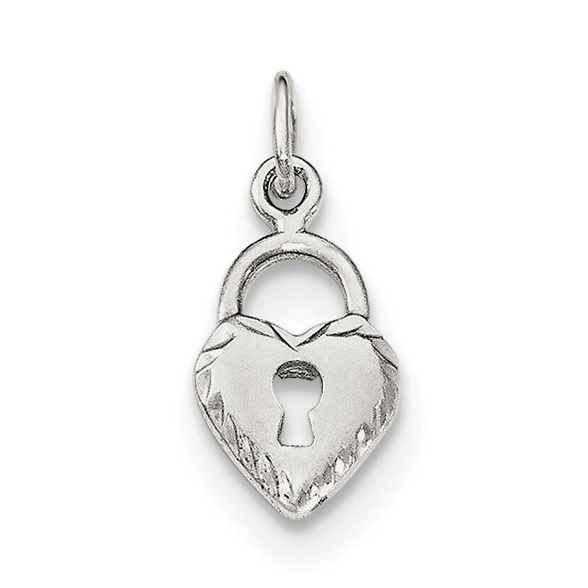 Diamond-cut Heart Lock Charm Sterling Silver Polished QC8503, MPN: QC8503, 191101358869