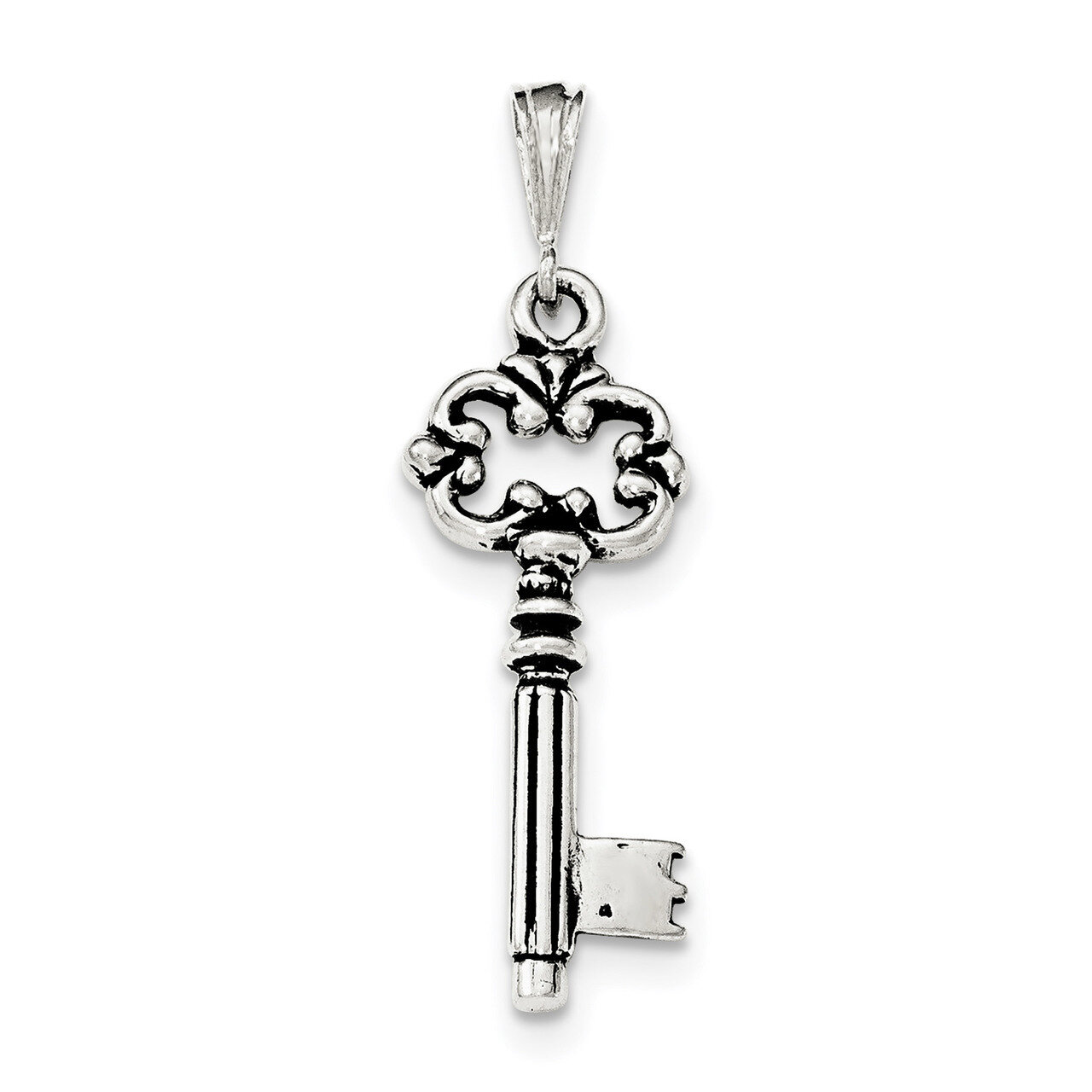 Key Pendant Sterling Silver Antiqued &amp; Textured QC8523, MPN: QC8523, 191101360459