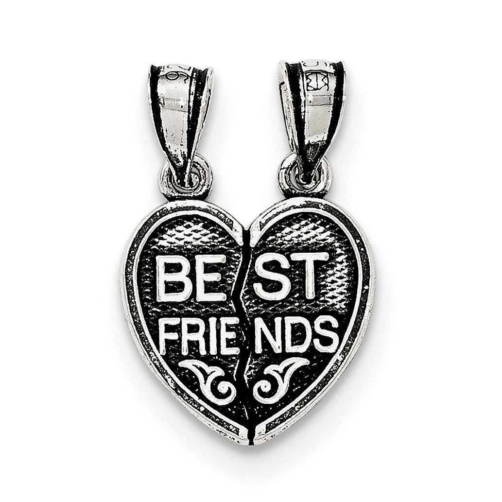 Mini Best Friends Break Away Heart Pendant Sterling Silver Antiqued QC8529, MPN: QC8529, 1911013638…