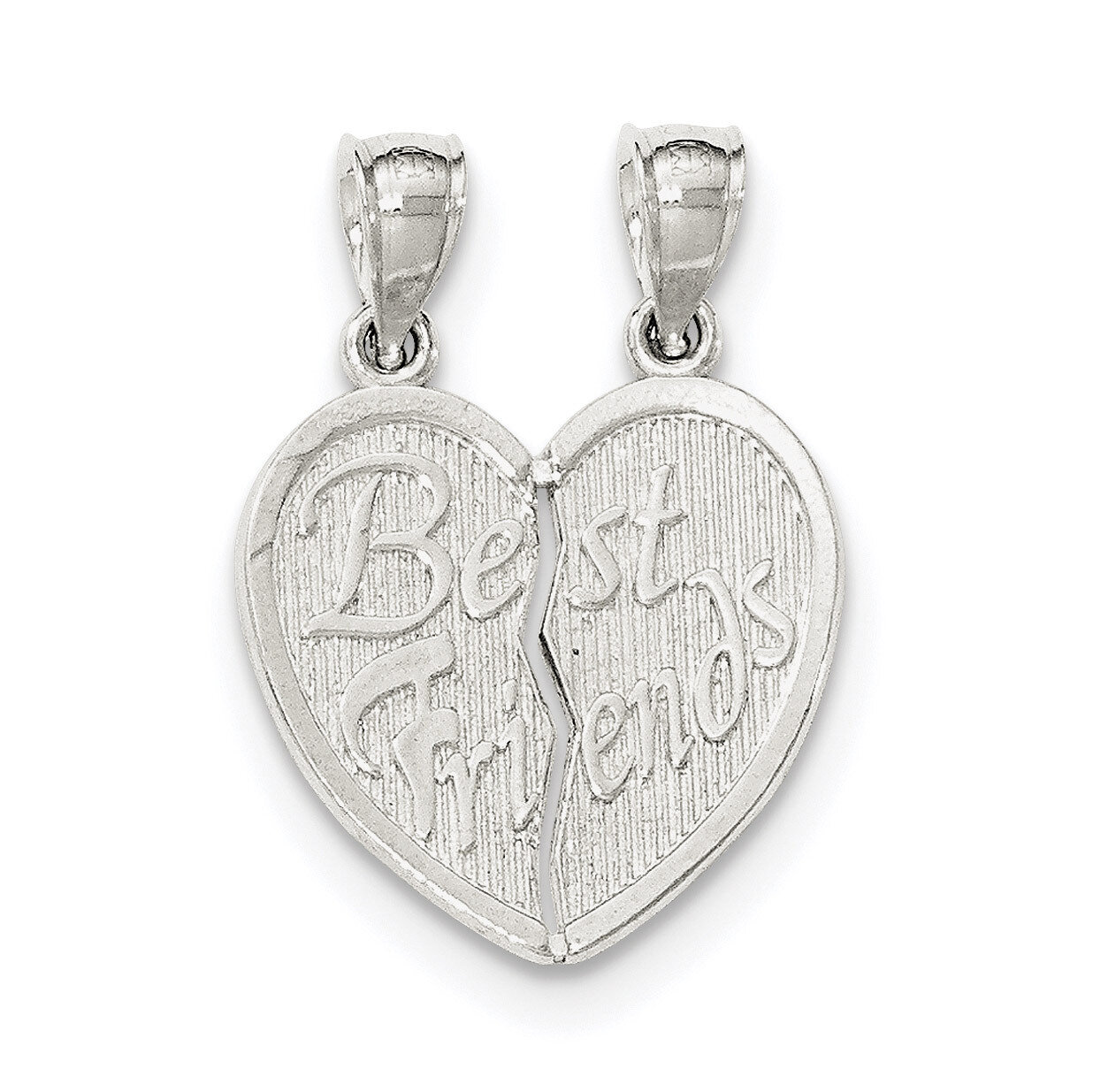 Best Friends Break Apart Heart Pendant Sterling Silver Polished QC8530, MPN: QC8530, 191101362866
