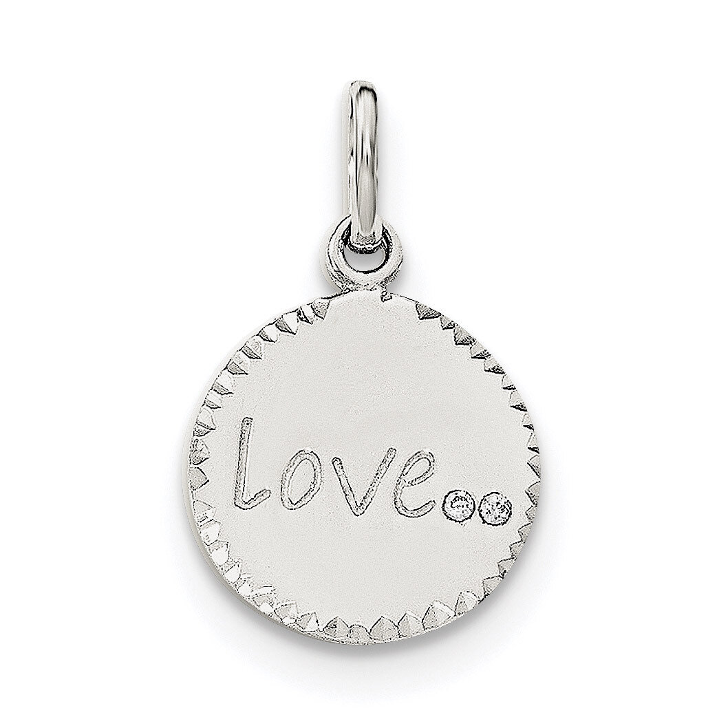 LOVE CZ Charm Sterling Silver Polished and Diamond-cut QC8539, MPN: QC8539, 191101364587