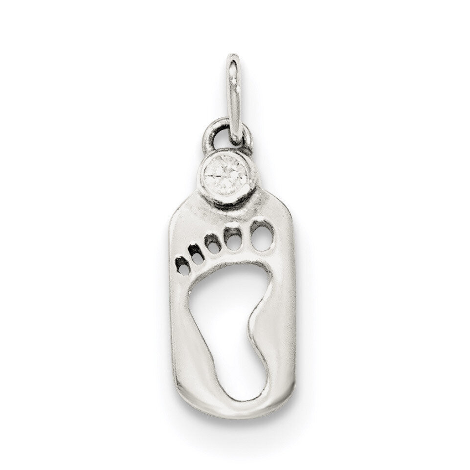Footprint CZ Diamond Charm Sterling Silver Polished QC8547, MPN: QC8547, 191101362088