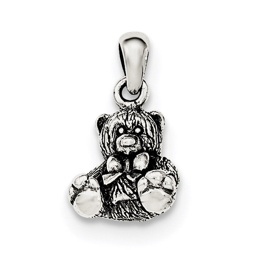 Textured Bear Pendant Sterling Silver Polished QC8558, MPN: QC8558, 191101366093