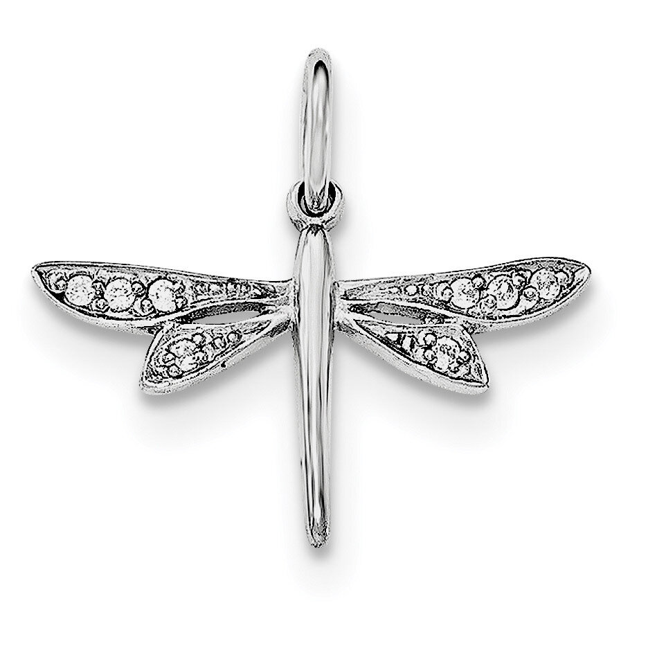 CZ Diamond Dragonfly Pendant Sterling Silver Rhodium-plated QC8591