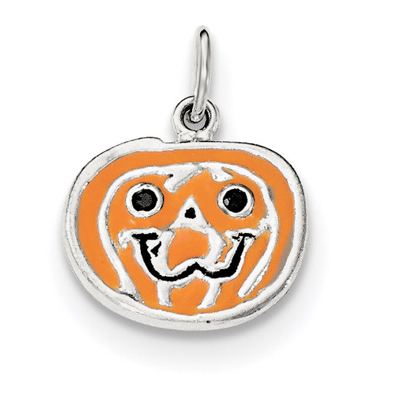 Enamel Pumpkin Pendant Sterling Silver Polished QC8609