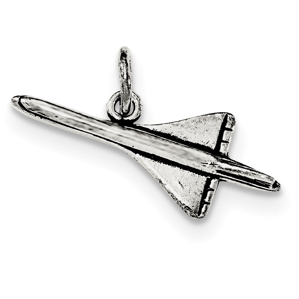 Airplane Pendant Sterling Silver Antiqued QC8627