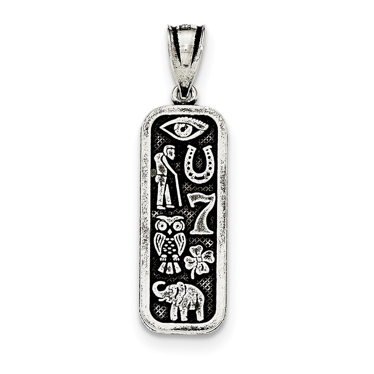 Good Luck Icon Tag Pendant Sterling Silver Antiqued QC8663, MPN: QC8663, 191101454776