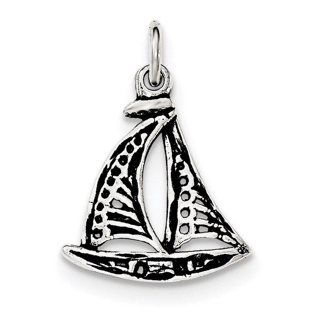 Sail Boat Pendant Sterling Silver Antiqued QC8687