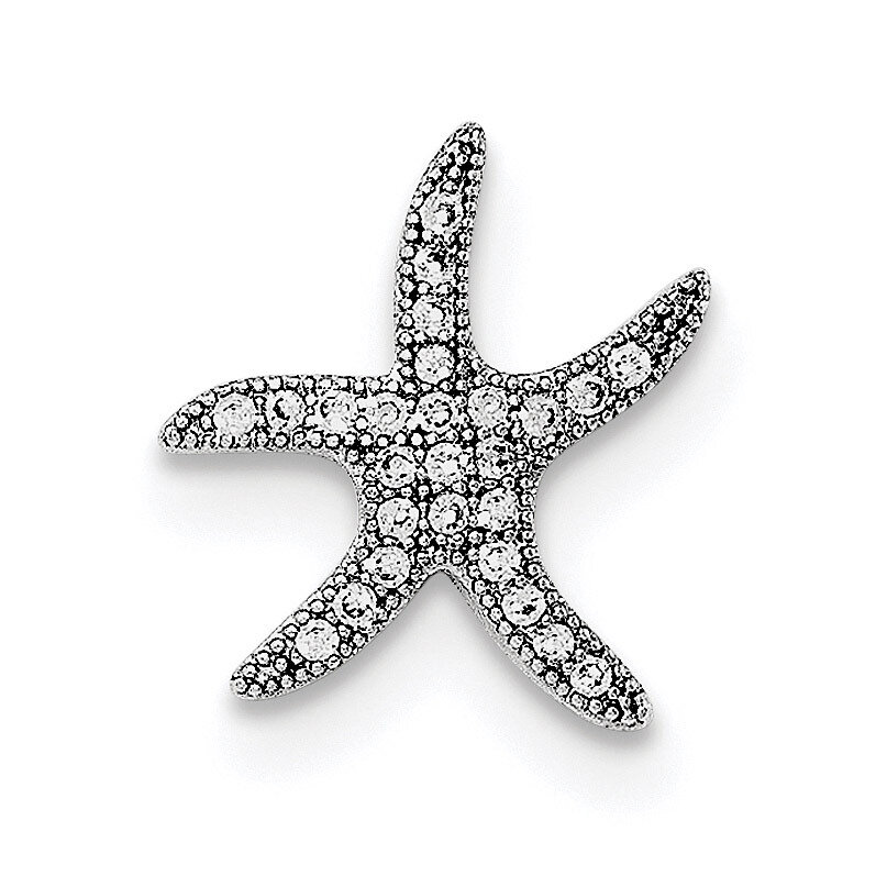 CZ Diamond Starfish Slide Pendant Sterling Silver Rhodium-plated QC8693