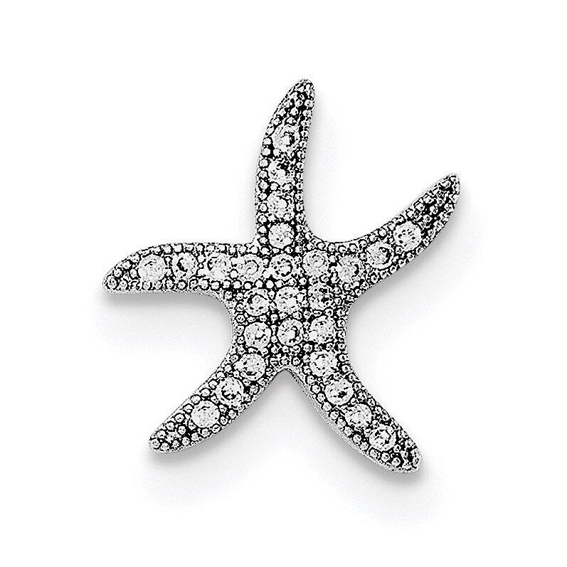 CZ Diamond Starfish Slide Pendant Sterling Silver Rhodium-plated QC8693, MPN: QC8693, 191101454790