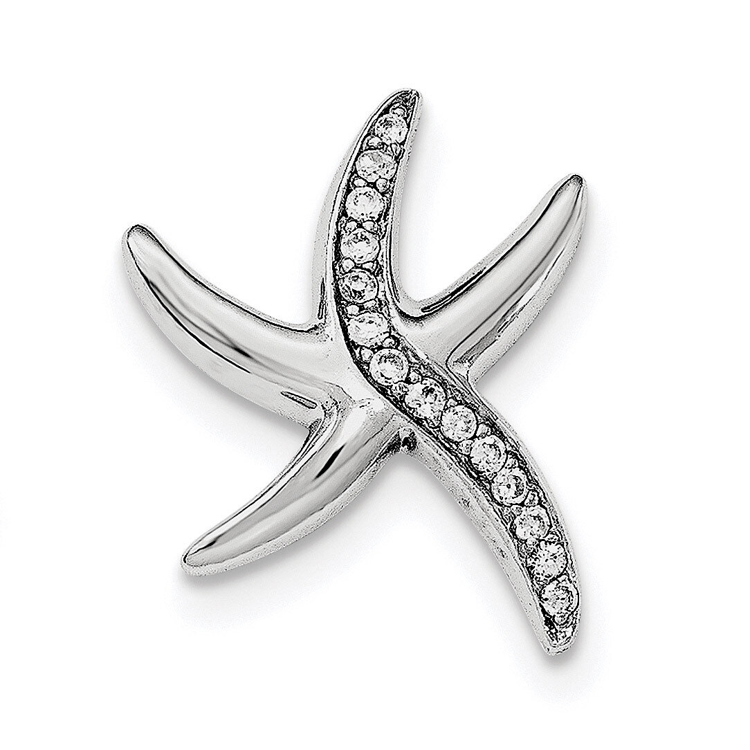 CZ Diamond Polished Starfish Pendant Sterling Silver Rhodium-plated QC8694, MPN: QC8694, 1911013624…